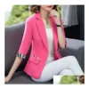 Damenjacken, Sommerjacke, Blazer, 3/4-Ärmel, lockere Freizeitmäntel, gekerbter Kragen, Blezer Femme, Oberbekleidung, Drop-Lieferung, Bekleidung, Ot0Al