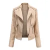 Women's Jackets Women Short Slim-fit Leather Jacket Motorcycle Suit