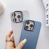 Lens Protection Folding Bracket 2in1 Phone Case für iPhone 14 Pro Max 12 Por 14 13 Pro Max 13 Fashion Navy Blue Matte Hard Cover