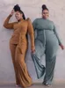 Survêtements grande taille pour femmes Ensembles deux pièces Tenues Haut à manches longues solide et pantalon courbe en tricot Ensemble grand costume en gros Drop 230426