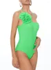 Kvinnors badkläder ett stycke baddräkt 2023 Kvinnor Solid Green Sexig backless bodysuit Summer Slim Thong Bathing Suit Beach Wear Kvinnlig L L