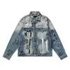 Vestes pour hommes Designer de luxe La version correcte de la veste en jean bleu lavée et usée de Paris B Graffiti Heavy Industry 8VQK