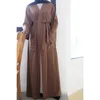 Ubranie etniczne Slim-Fit Long Rleeves Abayas Pocket Robe Doman Sukienka moda Arabia Saudyjska Dubai Abaya Elegante Pearl Muslim Vistidos