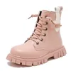 Bottes de luxe enfants chaussures filles mode cuir imperméable plate-forme talon neige sneaker blanc rose cheville pour fille