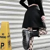Skirts Irregular Pleated Mini Skirt With Belt Metal Ring Chain Summer High Waist Sexy Harajuku Gothic Punk Fairy Grunge Y2k Clothing