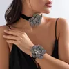 Chokers Huanzhi Vintage Full Large Black Flower Necklace For Women Girls Choker Wax Thread Multiple Layers Fashion Smyckes 231127