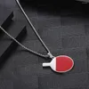 Collane con ciondolo 2 pezzi Pong Paddle Uomo Donna Racchetta da ping pong Catena decorativa in acciaio al titanio