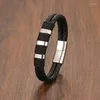 Bracelets de charme TeHao Corde tressée Enroulement Bracelet en cuir en acier inoxydable Fermoir magnétique en métal Bijoux