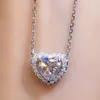 Elegant Fashion Love Heart Shaped White Cubic Zirconia Pendant Necklace For Women Clavicle Chain Jewelry Charm Gift