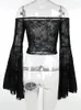 Kadınlar bluzları Cadılar Bayramı Cosplay Party Bluz Bluz 2023 Fırfır Lolita Gotik Kostüm Parlama Kol Üstleri Kız Japon Y2K Siyah Dantel Gömlekler
