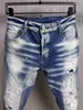 Nouveaux hommes Jeans trou bleu clair gris foncé Italie marque homme pantalons longs pantalons Streetwear denim Skinny Slim droite Biker Jean pour D2 Top qualité 28-38 taille A605