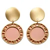 New POXAM Korean Statement Round for Women Geometric Shell Fluff Dangle Drop Earrings Brincos 2023 Fashion Jewelry Gift