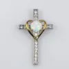 Pendanthalsband JLP2319 Original Design Zircon Fire Opal Heart-Shaped Cross Necklace Women's Jewelry Gifts