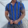 Chemises décontractées pour hommes Chemise pour hommes mode rayures imprimer t-shirts à manches courtes chemise d'été hommes col rabattu bouton blouse décontractée vêtements pour hommes 231124