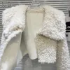 Damenjacken Soefdioo Mode Lammwolle Kurze Strickjacke Jacke Frauen Casual Revers One Covered Button Mantel 2023 Winter verdicken warm