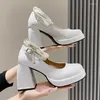 Scarpe eleganti 2023 Estate Sandali con tacco alto per le donne Décolleté con plateau Nero Bianco Lolita Moda Mocassini con tacchi sexy Taglie forti