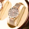 Relojes de pulsera de lujo para mujer, de cuarzo, informales, impermeables, de malla luminosa, de acero inoxidable, para mujer, de alta calidad, 230426