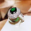 Klaster pierścieni solidny 925 Sterling Silver Pure Green Emerald Cieszonka dla kobiet Anillos de Wedding Prounds Natural Ring Box