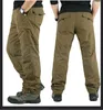 Męskie spodnie 2024 Ciepłe wyściełane luźne kombinezony sporty na świeżym powietrzu jogging wojskowy taktyczny elastyczna talia czysta bawełniana praca