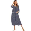 Robe feminino aamikast zíper frente robes feminino casa casaco meia manga loungewear camisola longa com bolsos S-XXL 231127