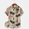 Chemises décontractées pour hommes 2023 été érable chemise hawaïenne pour hommes à manches courtes rayure impression poche bouton unique plage T-shirt tissu