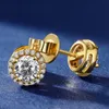 تم تمرير Diamond Test Men Men Ornors 925 Sterling Silver 05ct 1ct 2ct Bling Round Moissanite Earrings Studs Nice Gift