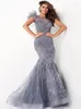 Party Dresses Mermaid / Trumpet Evening Sexy Formal Sweep Brush Train Sleeveless High Neck Sequined With Feather Sequin Slit 2023
