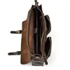 Pastas 14 polegadas vintage couro genuíno homens bolsa de negócios laptop escritório / sacos de documentos ombro 40 # 6