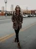 Mulheres de pele de inverno casacos falsos vintage leopardo feminino solto quente casual rua senhora animal impressão grosso outwears