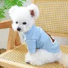 Vêtements de chien T-shirt à manches courtes de couleur bleue pour 2023 Automne et hiver Est chaud Big A Lettre brodée Vêtements de chiot Ropa Perro