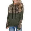 Felpe con cappuccio da donna Pullover con toppa leopardata a maniche lunghe da donna Felpa con cappuccio allentata con cappuccio Felpa con cappuccio da donna Moda casual