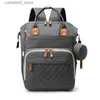 Diaper Bags Mommy Bag New Cross-border Folding Bed Mommy Bag Multi-functional Double Shoulder Mom Backpack Q231127