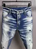 New Men Jeans Hole Light Blue Grigio scuro Italia Marca Uomo Pantaloni lunghi Pantaloni Streetwear denim Skinny Slim Straight Biker Jean per D2 Alta qualità 28-38 Taglia A605