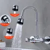 Kitchen Faucets Wall Mounted Faucet Brass Chrome Spray Sink Tap Dual Handle Double Hole Cold And Water Mixer Washbasin
