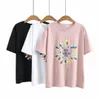 قمم الصيف Tshirt ملابس النساء المحملات 2021 غير رسمية زائد الحجم قمم قصيرة الأكمام o الرقبة طباعة camiseta mujer حلوة D58017