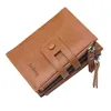 Portefeuilles Men Leather Double Zipper Card Holder Korte mannelijke portemonnee Pocket Pocket Vintage Brand High Quailty