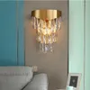 Lampa ścienna żyrandole Złote LED Sconce Drop Water Design Nowoczesne sypialnia Bedside Balcony salon Kreatywne kryształowe wisiorek światło