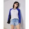 Women's T Shirts Toyouth Women Tees 2023 Autumn Contrast Raglan Sleeve Round Neck Loose T-shirt ENJOY YOUR LIFE Print Fashion Casual Basic