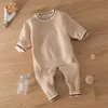Conjuntos de ropa Innqeebvby Invierno Cuello redondo Costilla Llanura Bebé Niños Suéter de punto Pantalones de 2 piezas Algodón orgánico