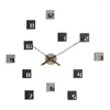 Wall Clocks Nordic Creative Diy Clock Wood Living Room Silent Self Adhesive Sticker Large Relojes De Pared Decor FY50YH
