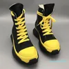 High Street Men's Soled Boots Canvas Couple's Shoes Black and Yellow Lace-up Shoe Streetwear Rubber Shoes Men Women Casual Sneaker