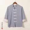 Chemises décontractées pour hommes Hommes Cheongsam Tops Tang Costume Traditionnel Chinois Style Hanfu Blouse Lâche Uniforme Coton Chine Tee Mince Manteau