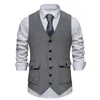 Men's Vests #4864 Autumn Winter Blazer Vest Men Split Joint Office Male Pockets Solid Color Slim Fit Single Breasted Vintage