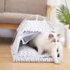 Mats Shuangmao Sweet Princess Cat Bed Cats Cats dobráveis ​​Dog House Kitten Basce