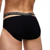 Underpants 2pcs calcinha de calcinha de calcinha de biquíni dupla removível cintura oca baixa cintura sexy tendência de algodão puro pano de algodão pano masculino