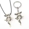 Keychains Fullmetal Alchem ​​Keychain Cross Charm Key Chain Anime Ring Holder Chaveiro Jewelry