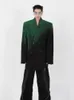 Men's Suits Blazers PFNW Selfmade Minority Black Green Gradient Shoulder Cushion Profile Suit Jacket Loose High Street Niche Design 12A5547 230427