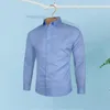 Herrklänningsskjortor Långärmad skjorta Stylisk Lapel Cardigan Slim Fit mjuk andningsbar lång ärm för formella företagskontorslitage