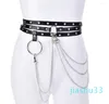 Ceinture en cuir pour femmes, jupe corset punk gothique rock, chaîne en métal, machine de mise en forme du corps, accessoires de ceinture creuse