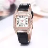 Wristwatches Women Watches 2023 Luxury Rectangl Watch Ladies Wrist Leather Strap Crystal For Female Relogio Feminino